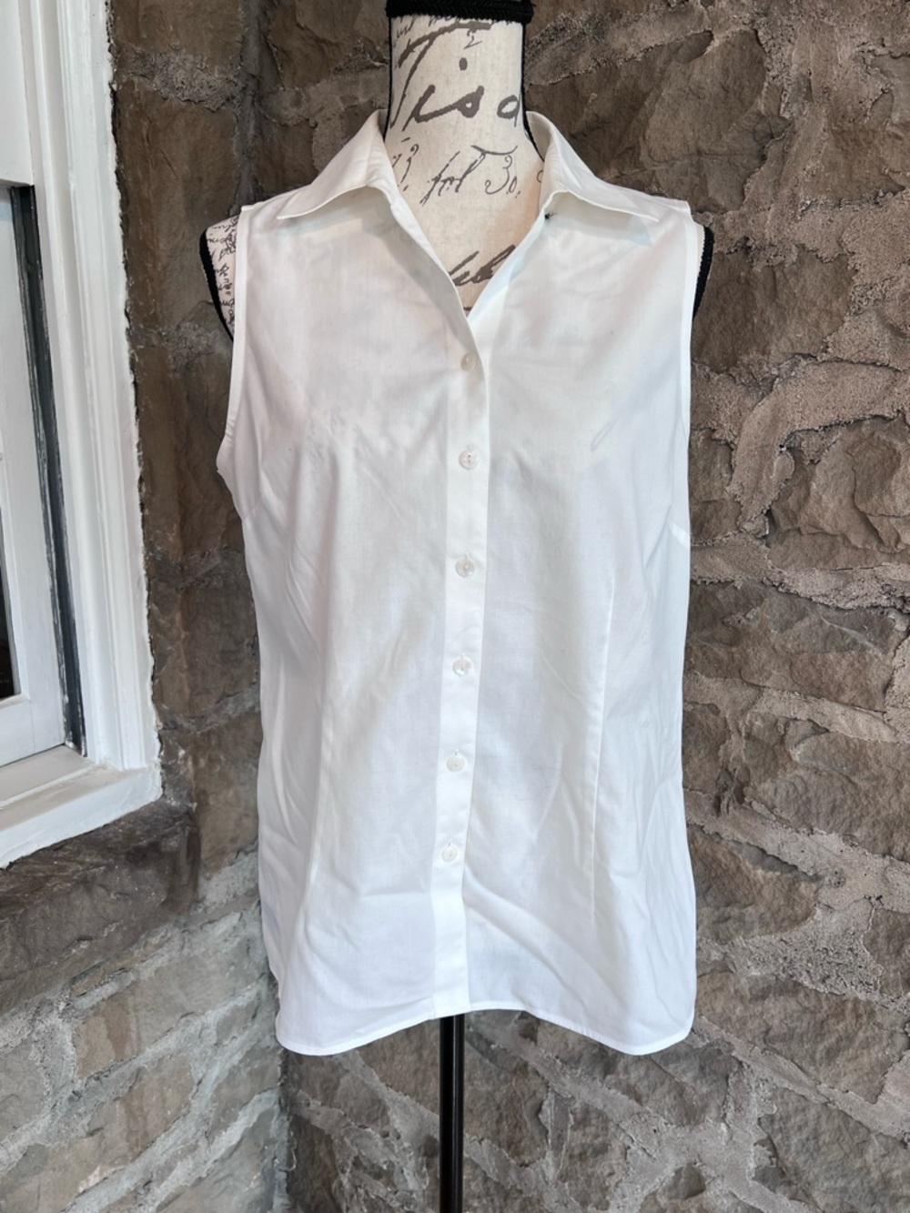 Coldwater Creek White Sleeveless Button-Front Blouse